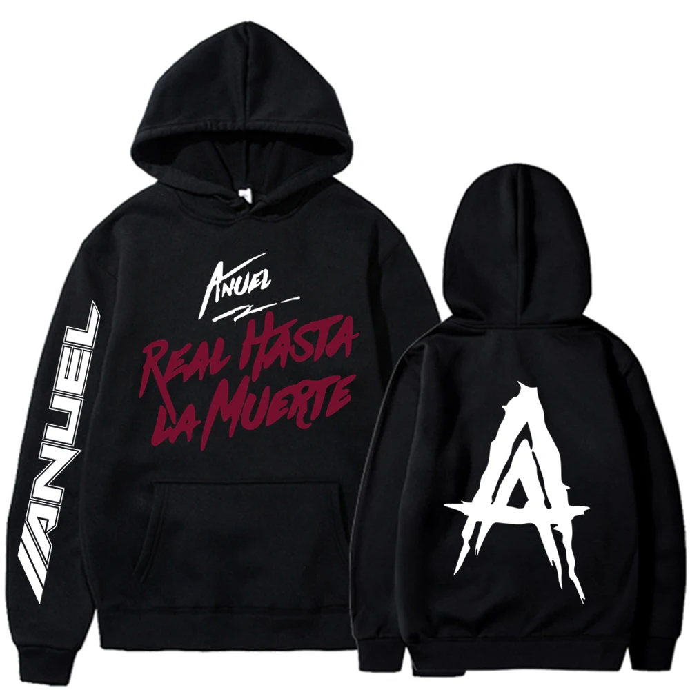 가을 양털 남성 후드 Anuel AA Real Hasta La Muerte 프린트 스웨트 streetwear 랩퍼 루스 풀오버 캐주얼 후드 탑