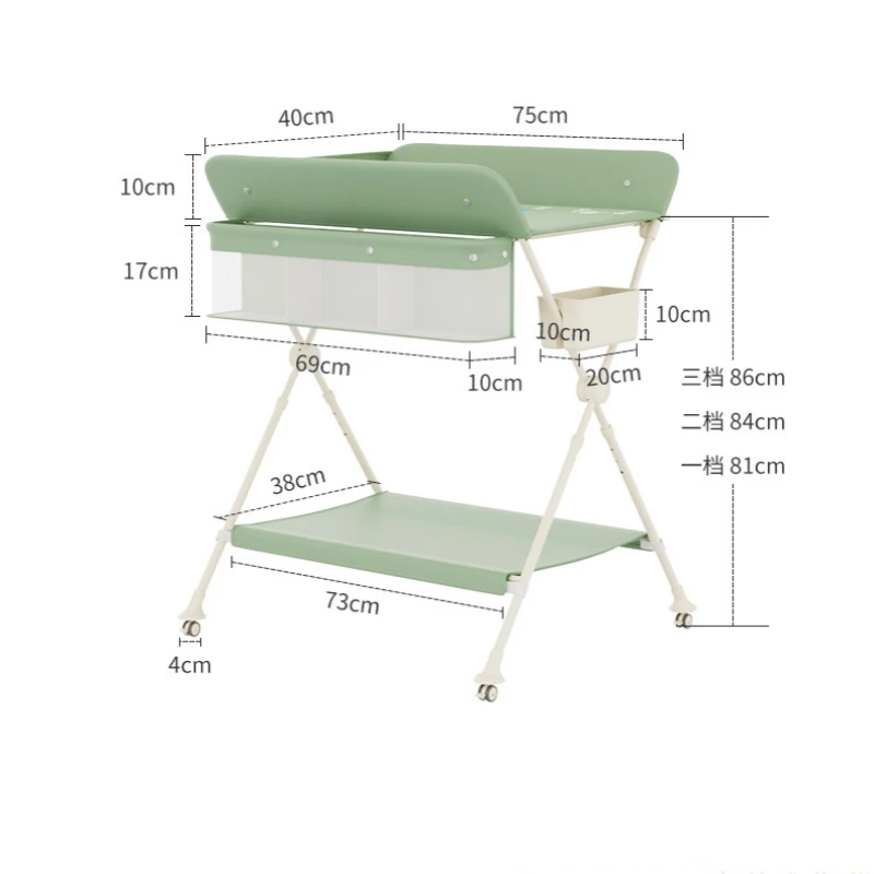 Mesa De Fralda De Bebê Com Rodas, Mesa De Enfermagem Dobrável, Mesa De Banho De Toque Recém-nascido