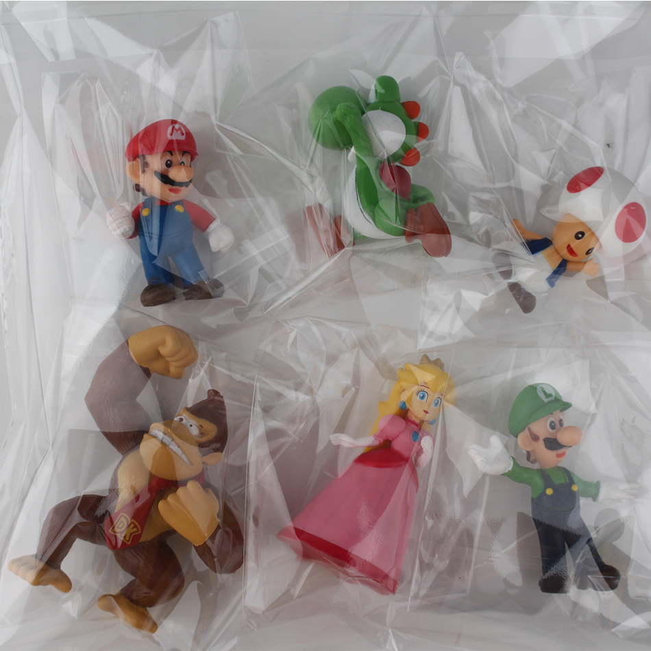 Figuras de acción de Super Mario Bros de 4-7cm, juguetes de PVC, conjunto de modelos de muñecas, Luigi Yoshi Donkey Kong Mushroom para niños, regalos de cumpleaños
