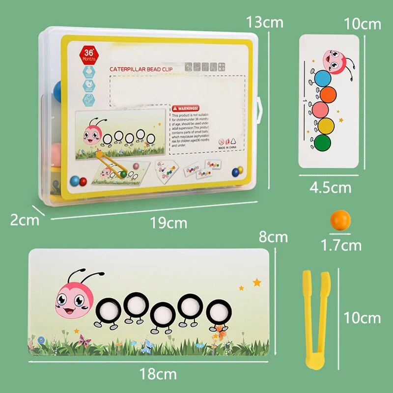 Clip Perline Giocattoli Ordinamento dei colori Giocattolo Montessori Giocattoli educativi per l'apprendimento in età prescolare Regali Giocattolo per abilità motorie fini per bambini in età prescolare