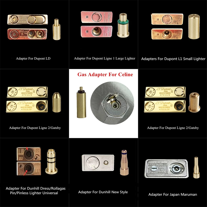 Hoàn Chỉnh Đa Dạng Có Thể Tái Sử Dụng Đầu Vòi Bằng Đồng Nạp Gas Butane Adapter Dành Cho Dunhill Dupont & Nhất Bật Lửa Tự Làm Công Cụ Sửa Chữa Phụ Kiện