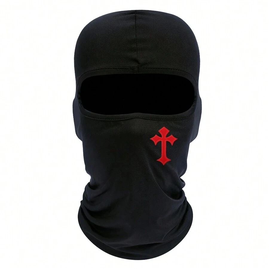 남자와 여자를위한 1pc 크로스 인쇄 마스크 후드 야외 승마 Balaclava 모자 방풍 및 선 스크린 태양 모자