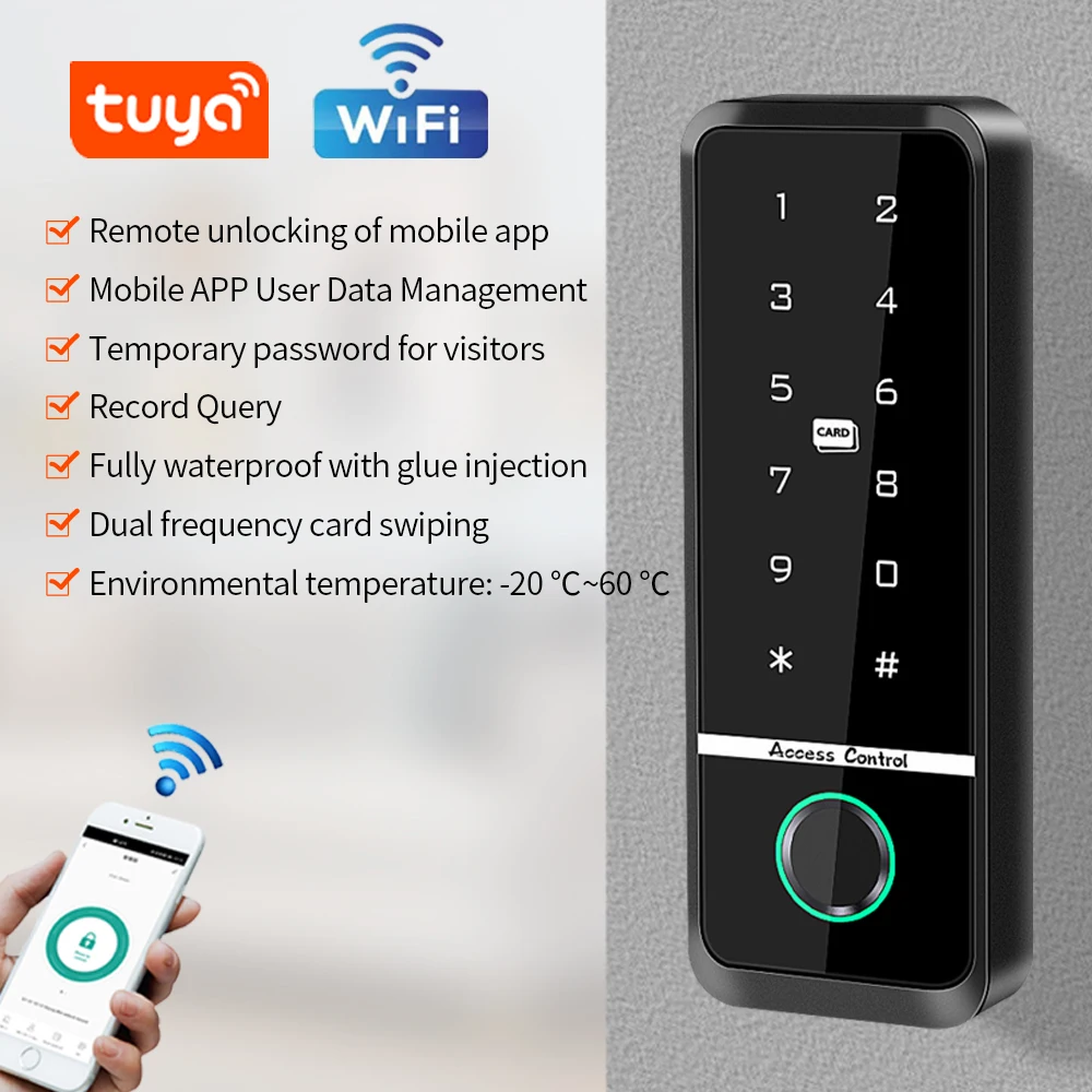 Cerradura de puerta inteligente Tuya, Control de acceso con huella dactilar, abridor de puerta electrónico de seguridad para el hogar, teclado RFID, lector magnético de dígitos biométricos