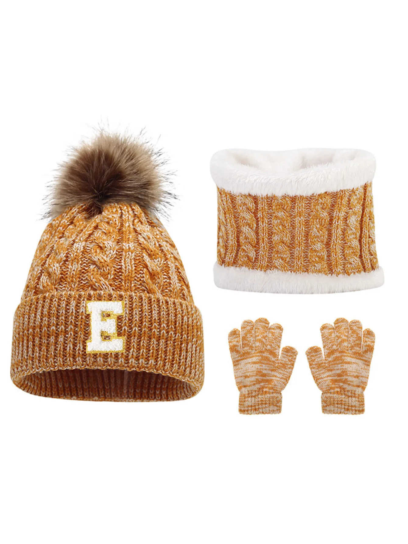 Children's caps, scarves, glove sets and knitted caps marked with letters A to Z for children aged 3 to 12