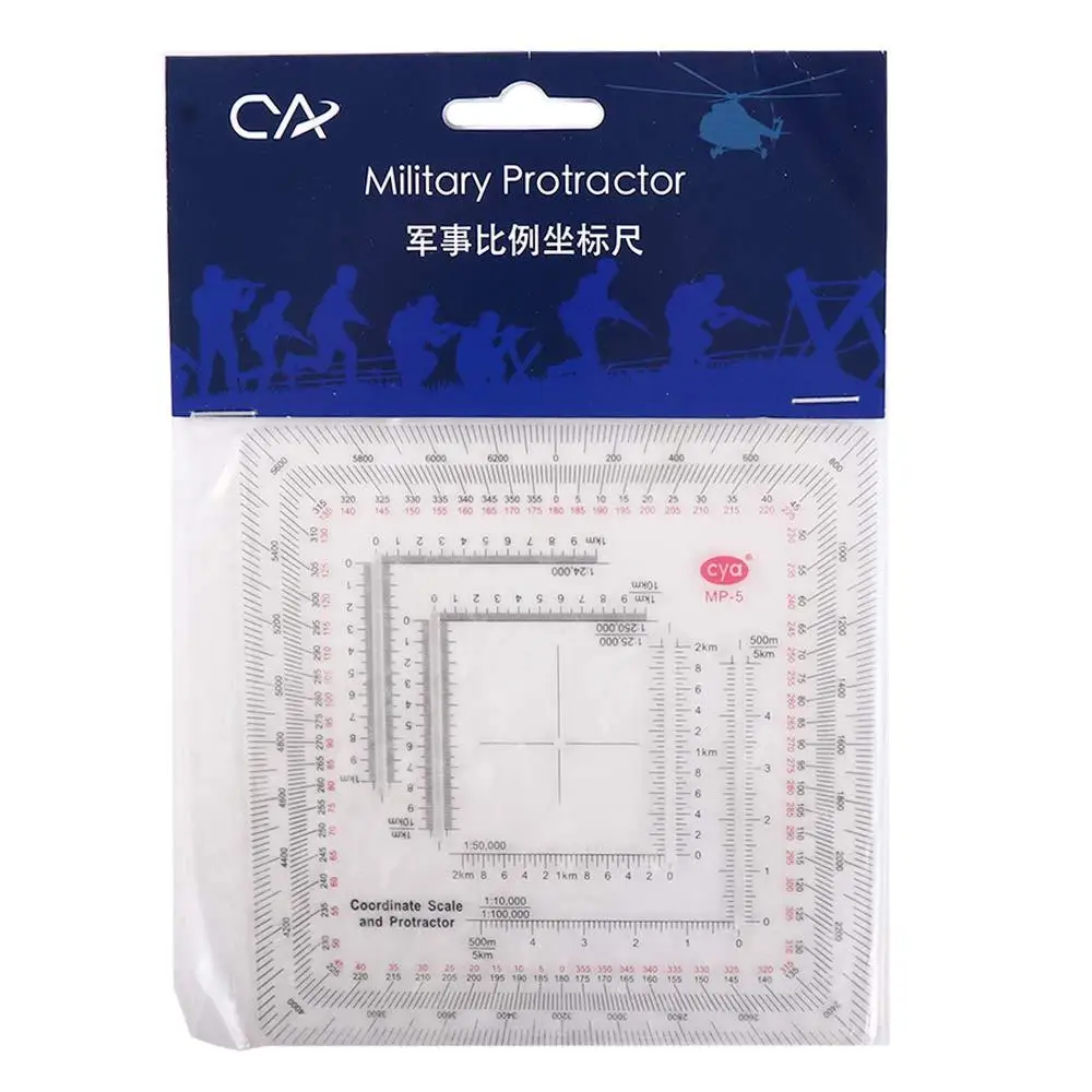 for Technical Square Ruler Topographical Map Protractor Land Navigation Protractor Measuring Ruler Coordinate Scale Protractor