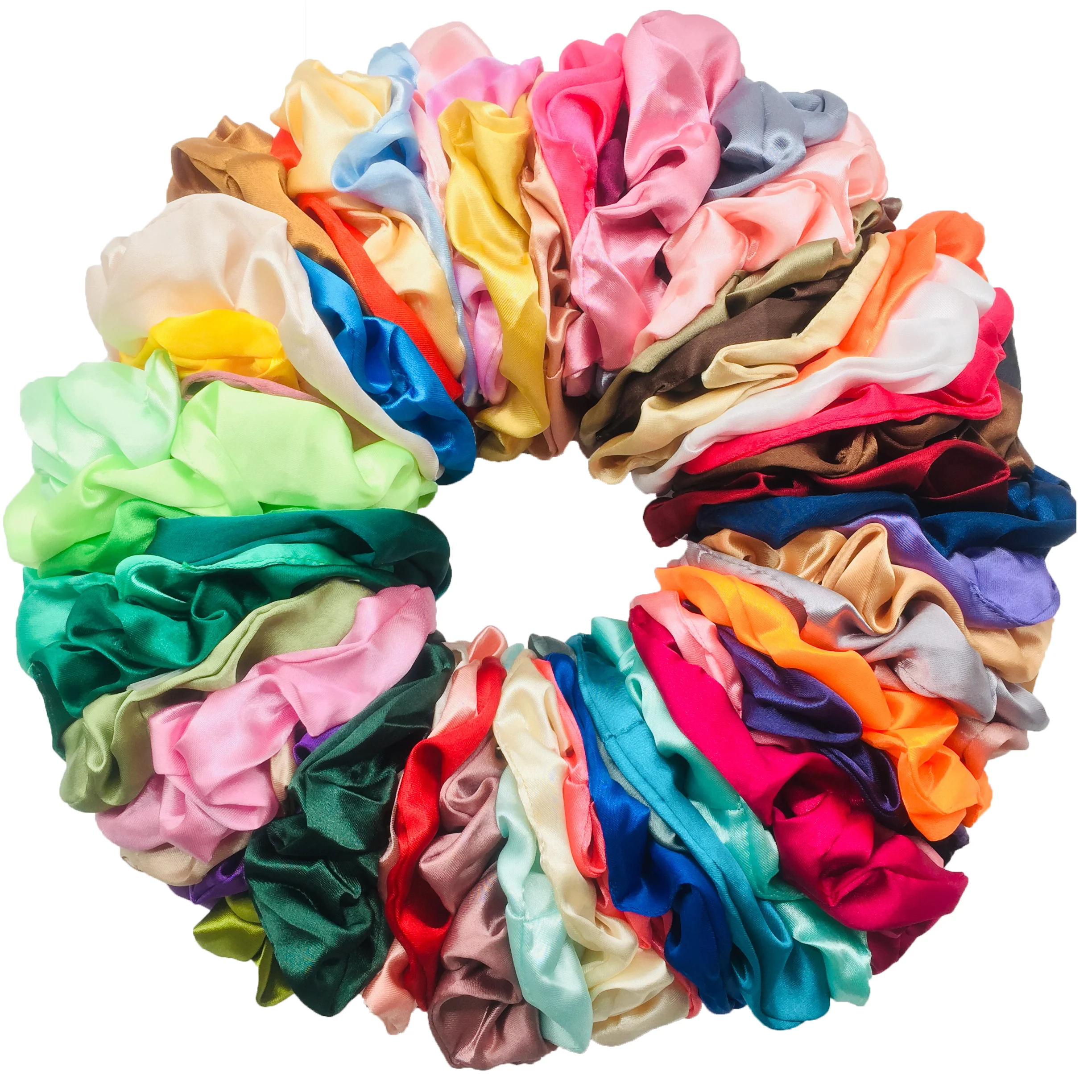 25/10 // 6pcs ซาติน Scrunchies หญิงผมวงยืดหยุ่นผมผู้ถือหางม้าผูกยางแฟชั่นผู้หญิงอุปกรณ์เสริม Solid Scrunchy