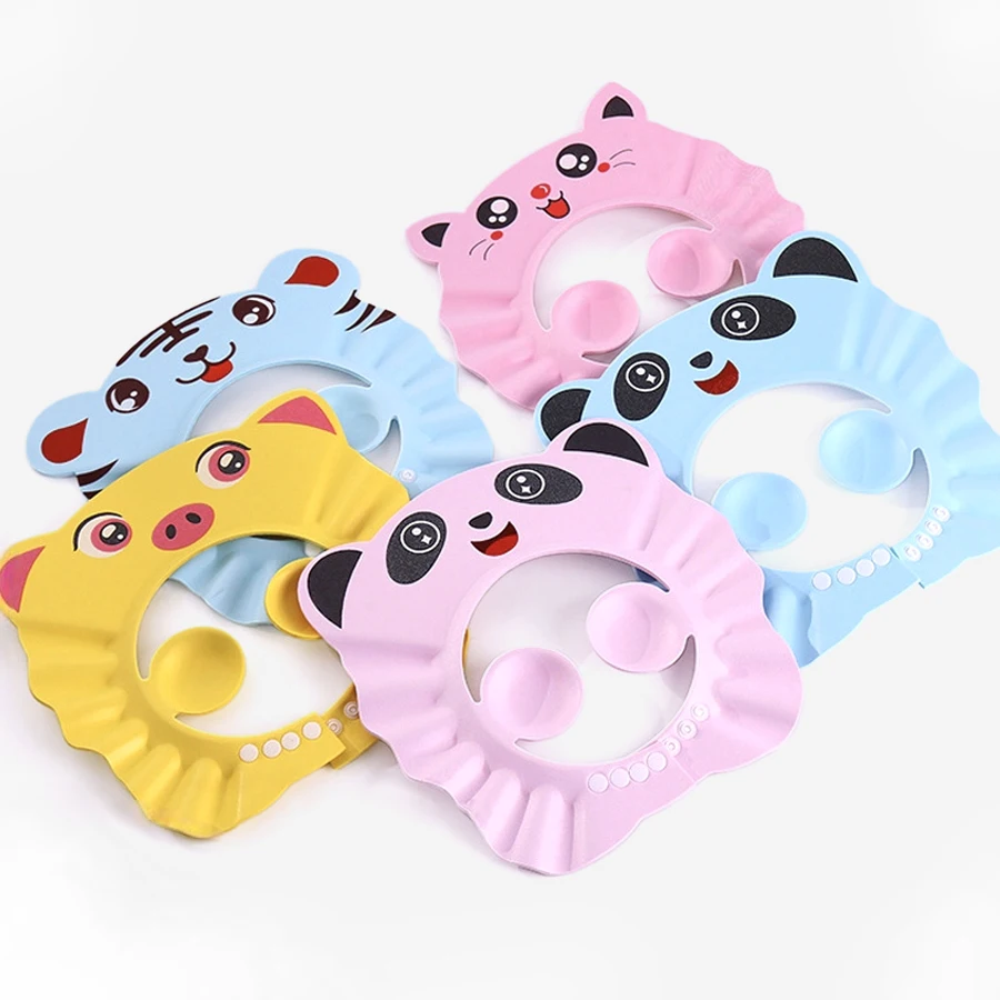 Touca de banho de animal fofa, proteção para os olhos, proteção para os ouvidos, leve, desenho animado, touca protetora para banho de bebê, shampoo, cuidados com o banho