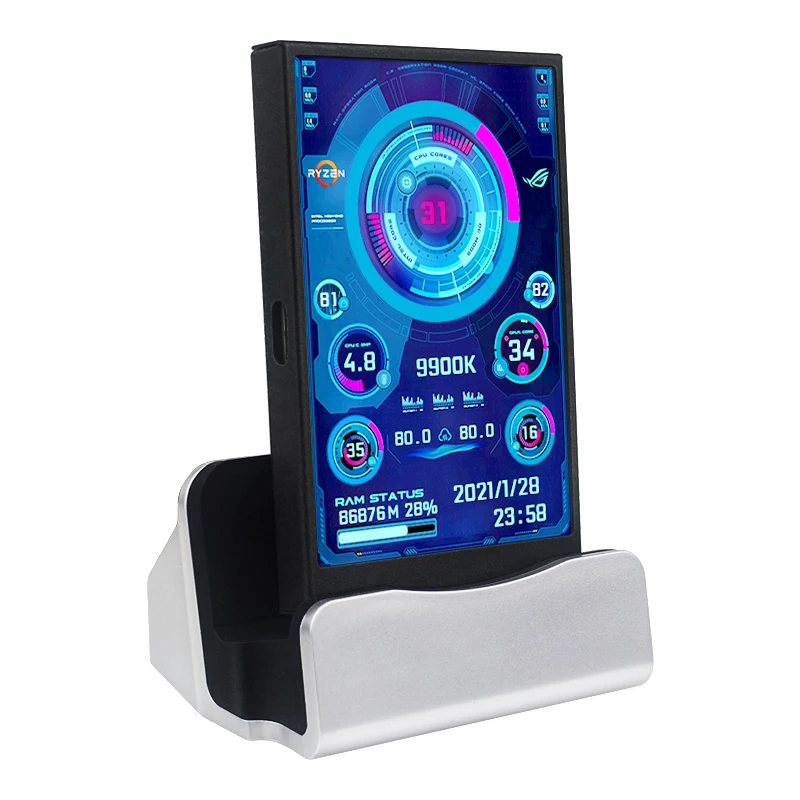 Pantalla secundaria IPS de 3,5 pulgadas, pantalla USB tipo C, ordenador, CPU, GPU, RAM, HDD, Monitor USB LCD, no necesita AIDA64 para Windows 10 11