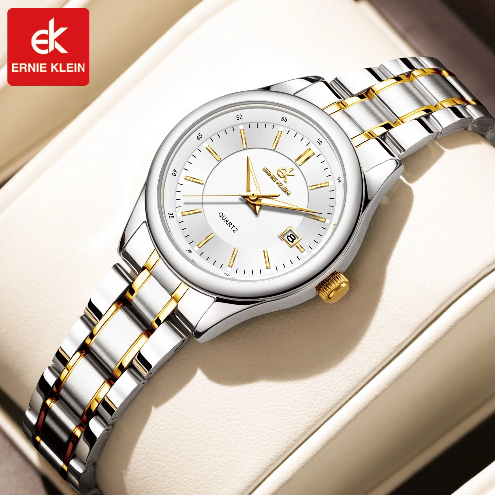 ERNIE KLEIN นาฬิกาผู้หญิงหรูหราแฟชั่น Elegant หญิงนาฬิกาข้อมือกันน้ําวันที่ของขวัญประณีตสําหรับสาว