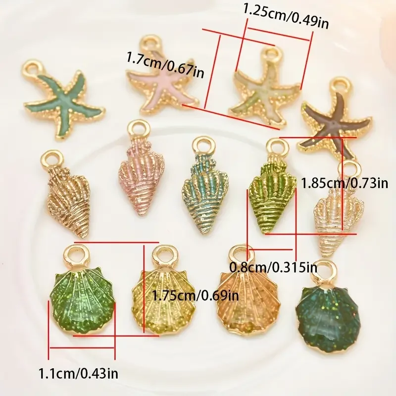 30/50 stücke Von Zufällig Tropft Öl Perlglanz Muschel Shell Seestern Diy Schmuck Zubehör Armband Ohrringe Anhänger Legierung