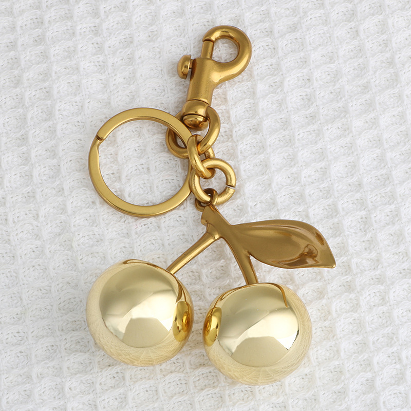 แฟชั่น Glitter Gold Cherry พวงกุญแจฤดูร้อนผลไม้เชอร์รี่จี้ Keyring สําหรับผู้หญิงผู้ชายเครื่องประดับกระเป๋าอุปกรณ์เสริมของขวัญ