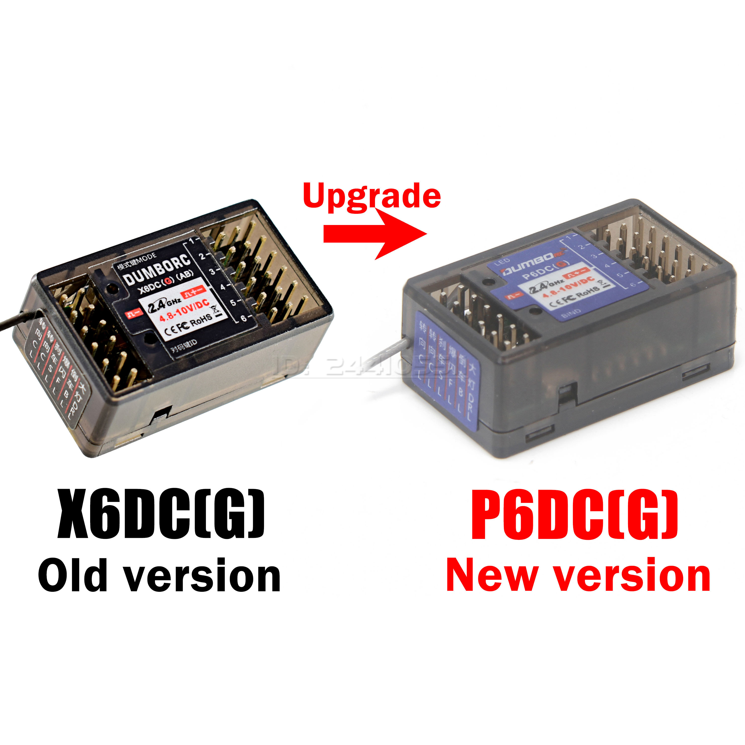 DUMBORC P6FG Mini P6F P6DC P6DCG 2,4G 6CH Empfänger Gyro für X6 X4 DDF-350 Sender Fernbedienung RC Auto boot LED Licht