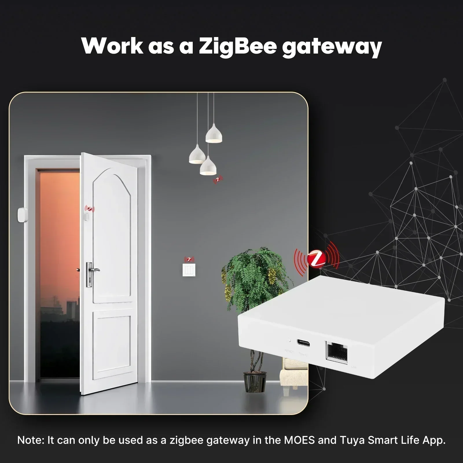 MOES Tuya Zigbee Matter Thread Gateway Smart Home Bridge Matter Hub Obsługa sterowania głosowego Siri Homekit Smartthings Google Alexa