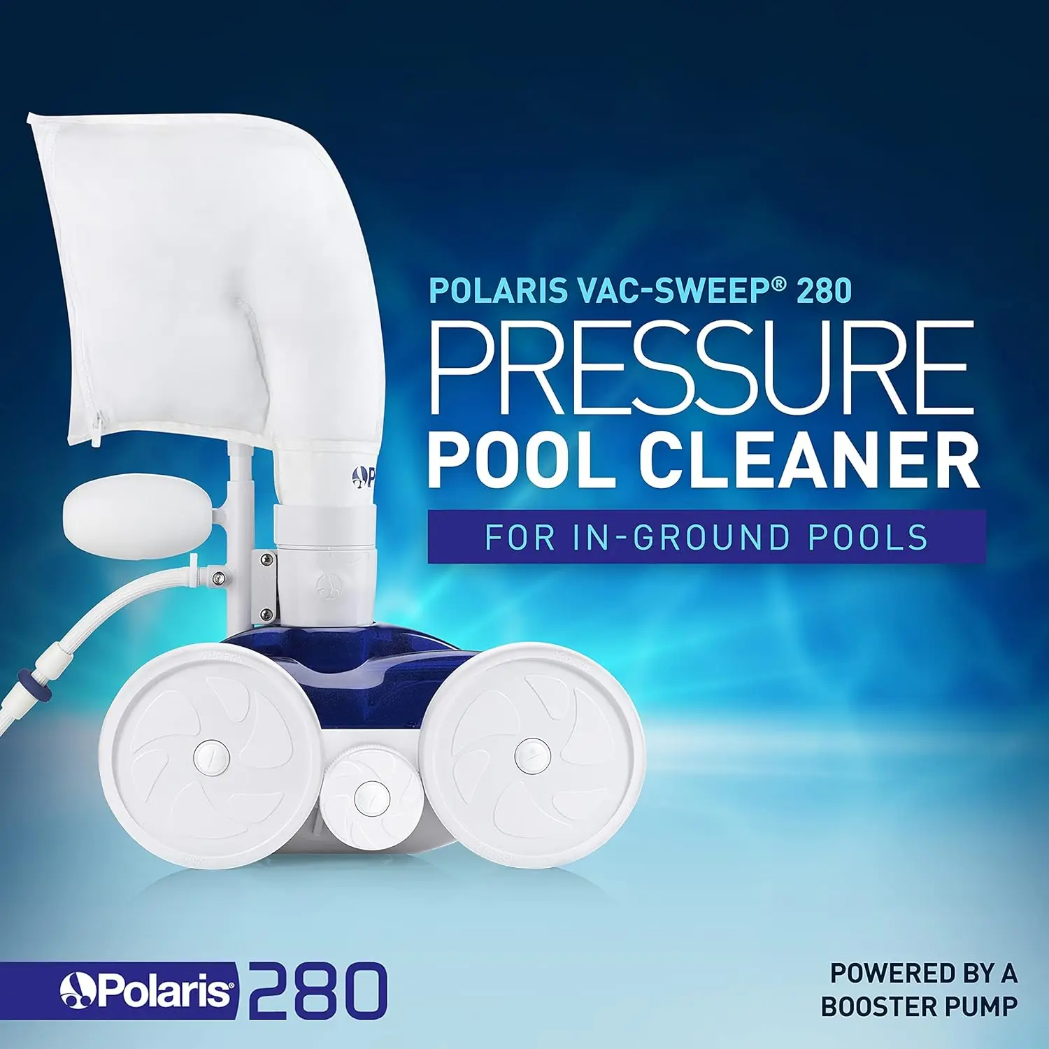 280 Pressure-Side In-ground Pool Cleaner, Double Venturi Jet Powered, 31ft of Hose with an All Purpose Debris Bag