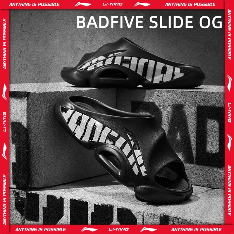 Li-Ning Männer BADFIVE SLIDE OG Outdoor Hausschuhe Leichte Weiche Kissen Anti-rutsch Futter Basketball Sandalen ABTV007