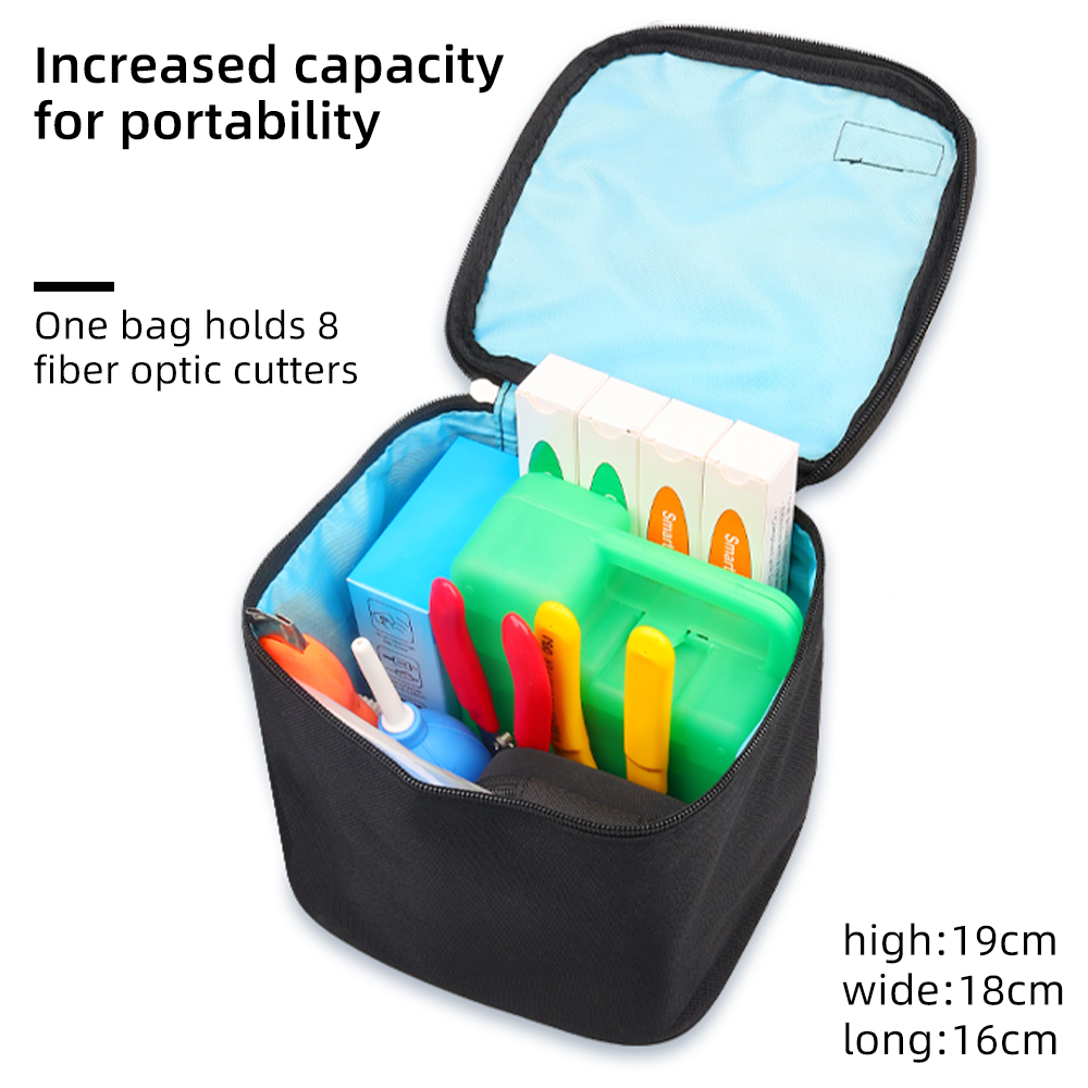 Kit de herramientas de fibra óptica, bolsa de almacenamiento de cuchillo de corte de fibra óptica, bolsa vacía, instalación y mantenimiento resistentes al desgaste engrosados