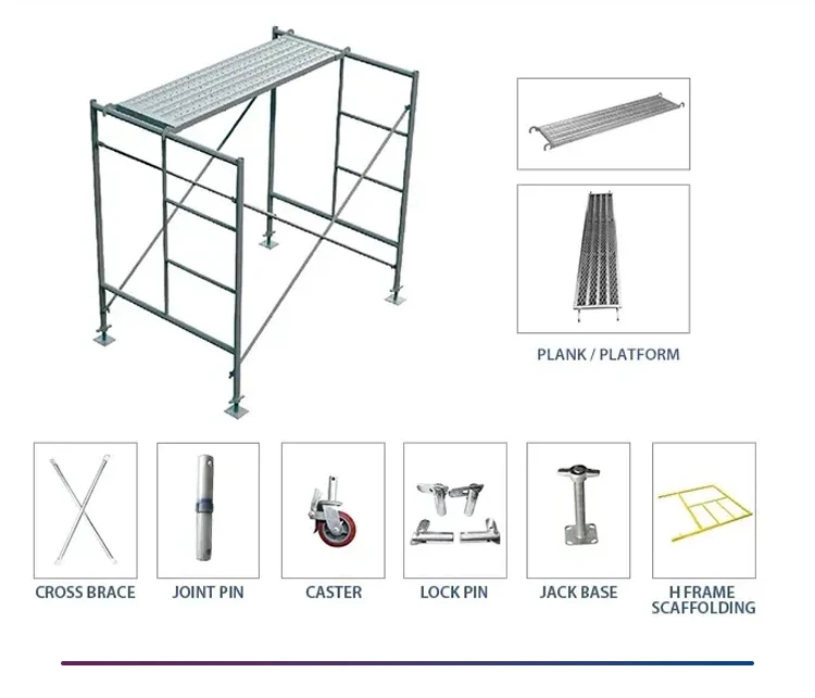 Q235 Steel Construction Frame Scaffolding Set 6m Foldable Mobile Ladder with Galvanized Plank for Warehouse and Workshop Use