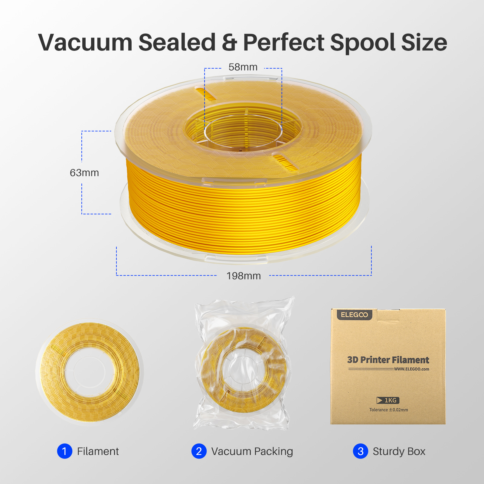 Filamento PLA de seda ELEGOO 1,75 mm 1 KG, filamento de impressora 3D 1 kg ouro prata adequado para a maioria das impressoras 3D FDM
