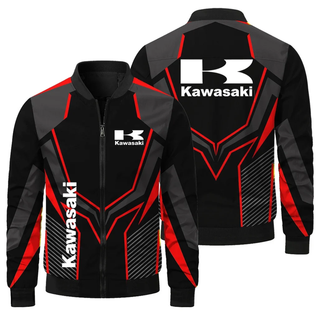 Nova jaqueta masculina estampada kawasaki casual jaqueta de motocicleta moda ao ar livre ciclismo corrida jaqueta esportiva roupas kawasaki