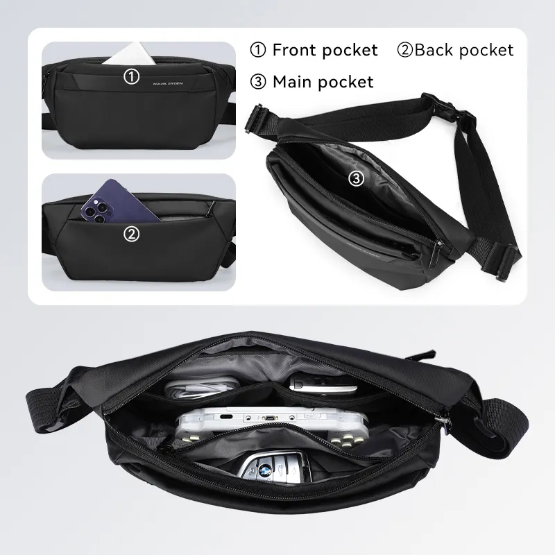 Mark Ryden-男性用多機能クロスボディチェストバッグ,シングルショルダーバッグ,スポーツ,オートバイ,釣り,ビジネス,レジャー,サイクリング