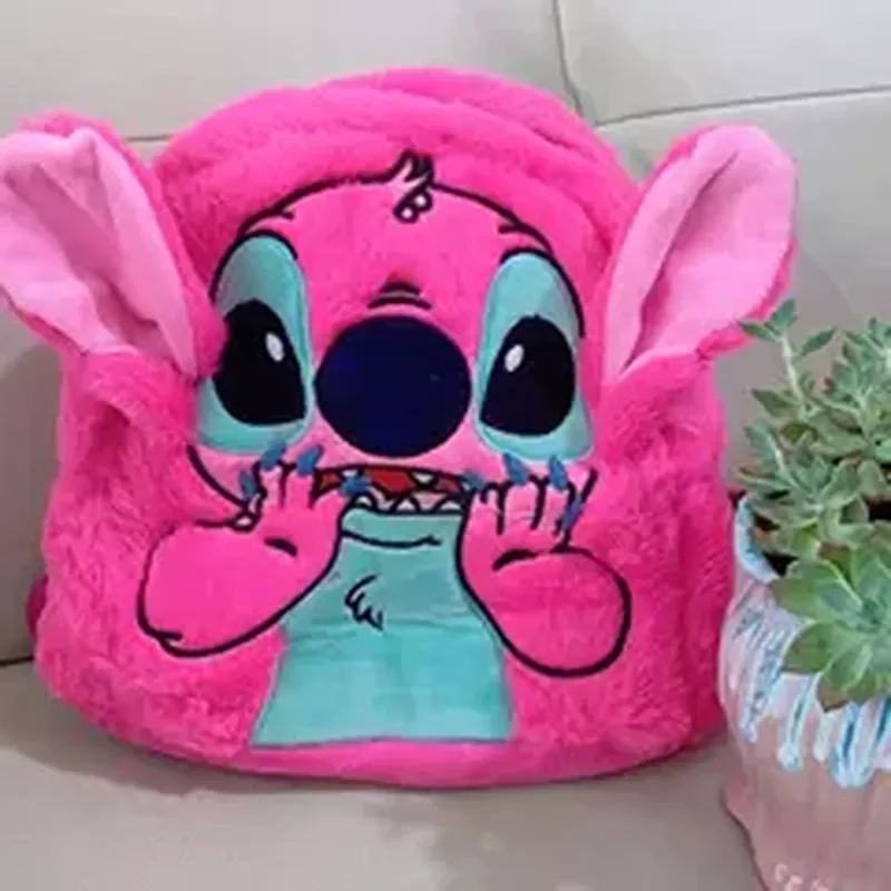 디즈니 스티치 플러시 새 만화 배낭 패션 3d 미니 여성 배낭 대용량 귀여운 어린이 Schoolbag 고품질