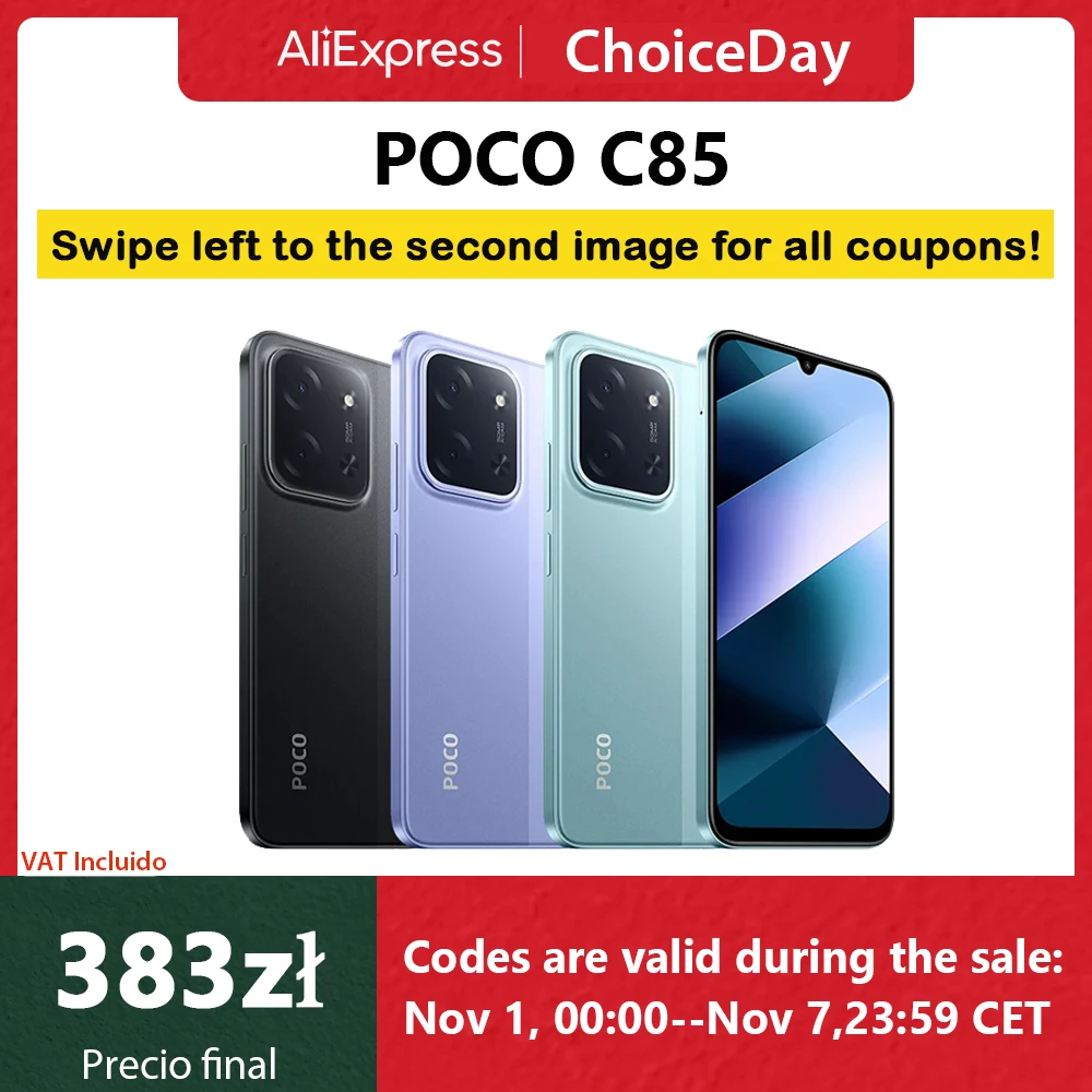 【Estreno mondiale】POCO C85 Versione globale Smartphone 128/256 GB Helio G81-Ultra Batteria da 6000 mAh Display da 6,9" Fotocamera da 50 MP 33 W NFC
