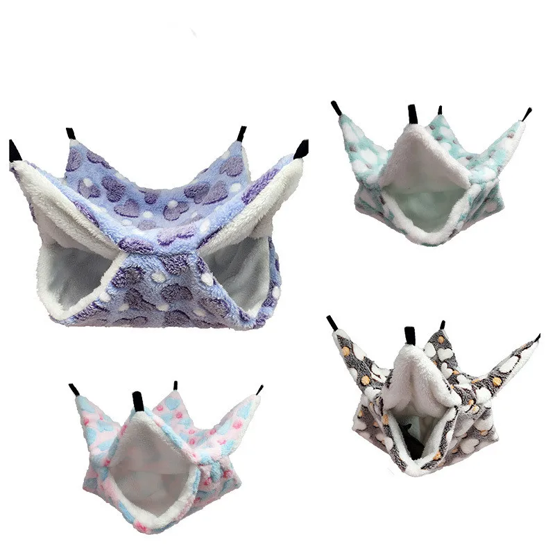 Hamaca cálida de doble capa para hámster, saco de dormir colgante para mascotas, ardilla, erizo, accesorios pequeños para mascotas, jaula, suministros para mascotas