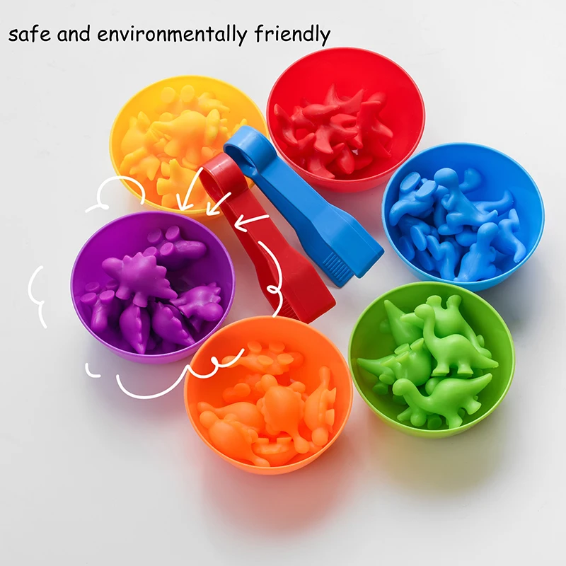 Rainbow Sorting เกมปริศนาสัตว์ของเล่นไดโนเสาร์การจราจรสีจับคู่เกม Montessori การศึกษา Sensory ของเล่นสําหรับเด็กก่อนวัยเรียน