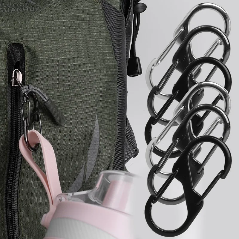 Mosquetón de aleación de Zinc tipo S, mosquetón con ganchos dobles, llavero, Clips pequeños de resorte, hebilla antirrobo para mochila de acampada al aire libre, 10 Uds.