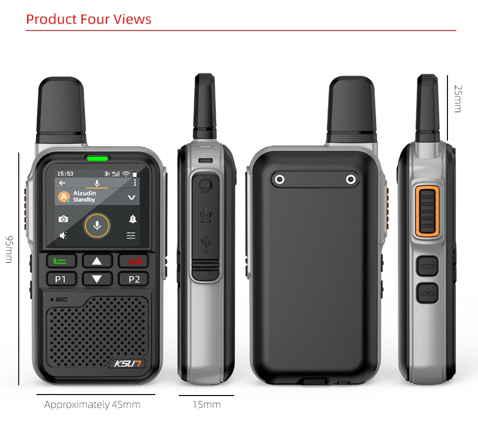 Global 4G Wifi Radio Blue-tooth Two Way Radio Long Range Ulimited Distance Walkie Talkie Compatible Zello APP KSUN ZL38