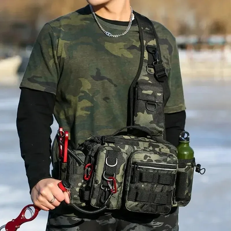Borsa per esche Marsupio Borsa a tracolla singola Borsa a tracolla Borsa per canna da pesca Scatola per esche Borsa per attrezzi da pesca Nuova grande capacità