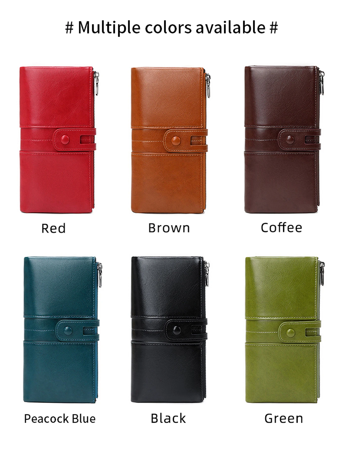 ขายร้อน RFID กระเป๋าสตางค์ยาวผู้หญิงกระเป๋าถือหนัง PU พร้อมช่องใส่การ์ดหลายช่อง, กระเป๋าสตางค์ซิปเหรียญ, กระเป๋าสตางค์มือถือของผู้หญิง