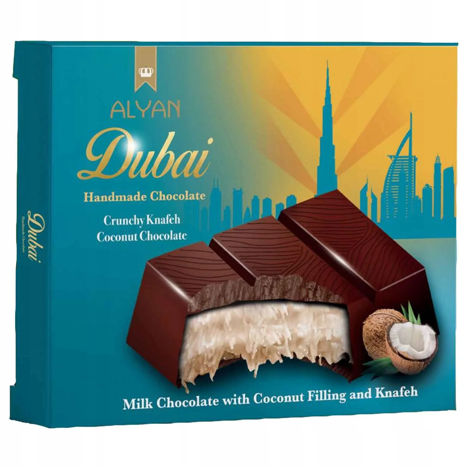 Czekolada dubajska ALYAN Dubai Mleczna z nadzieniem kokosowym 100g
