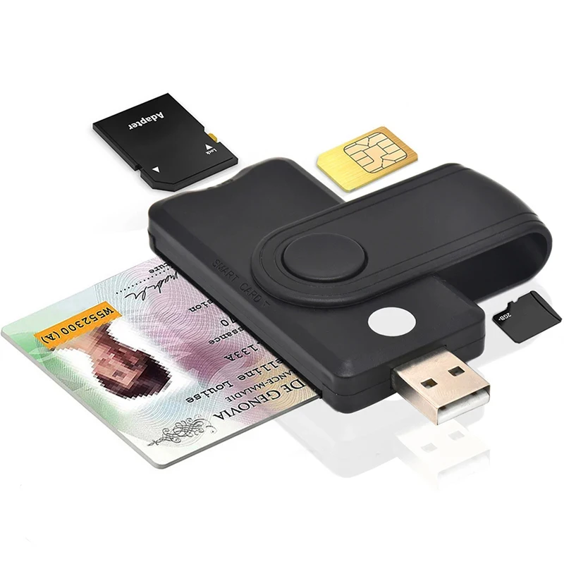 USB SIM Smart Card Reader สําหรับ Bank Card IC/ID EMV SD TF MMC Card Reader อะแดปเตอร์ USB-CCID ISO 7816 สําหรับ Windows 7 8 10 Linux OS