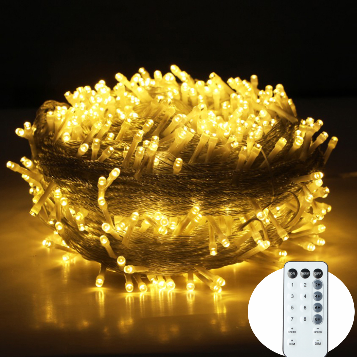 Guirnaldas de luces LED remotas para exteriores, 200-800LED, luces navideñas para guirnalda, fiesta de boda, vacaciones, lámparas de jardín, decoración navideña