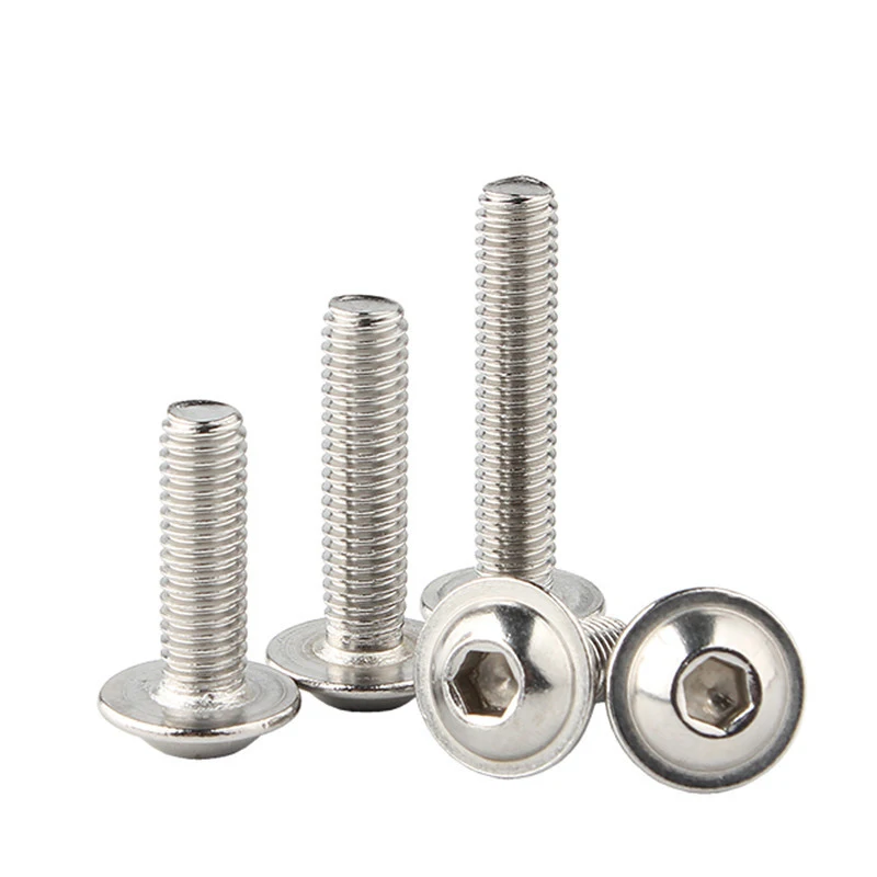 10 unids/lote M2 M2.5 M3 M4 M5 M6 M8 M10 A2-70 tornillos de cabeza de botón hexagonal de acero inoxidable con perno de Collar