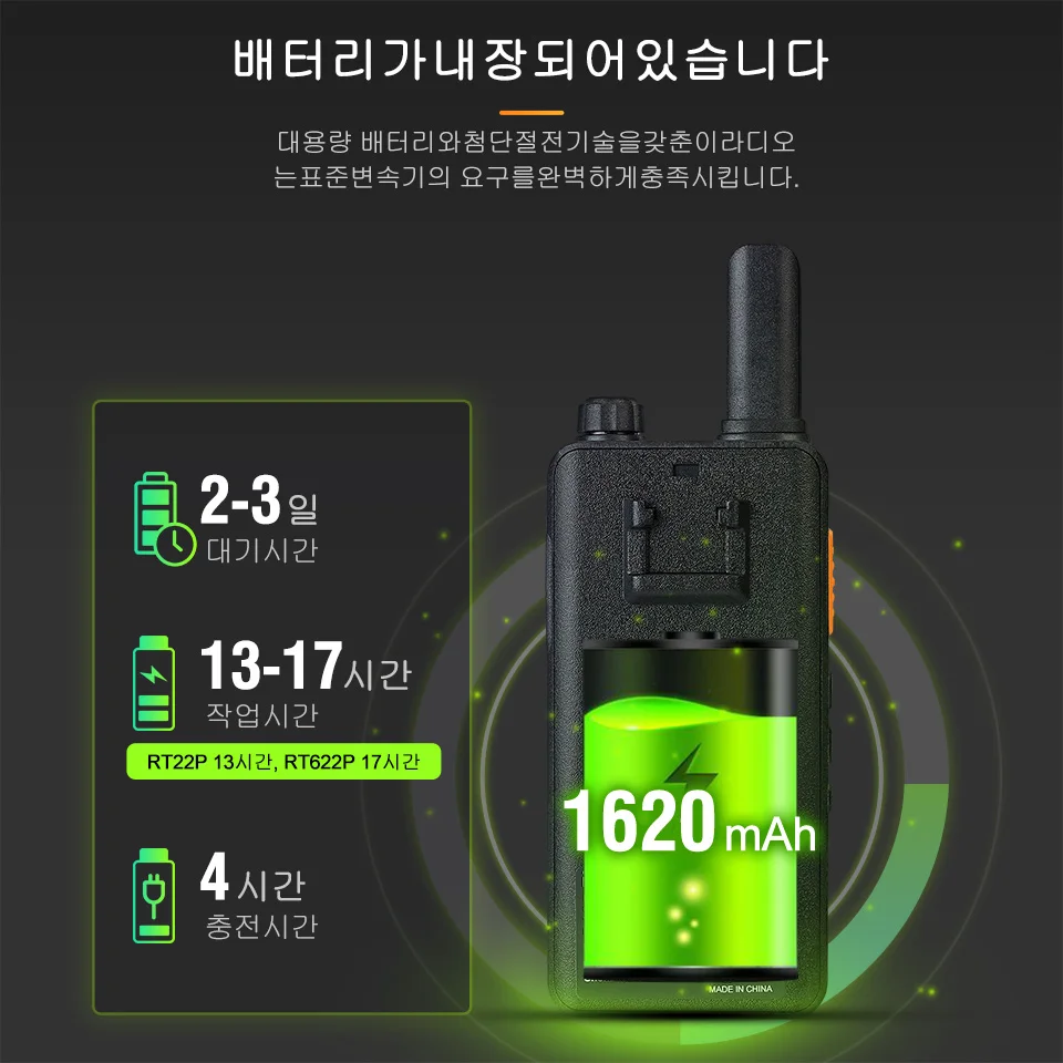 15mm 초박형 미니 워키 토키, Retevis RT622P 타입 C 충전 VOX 워키 토키 PMR446 전문 휴대용 양방향 라디오 ht