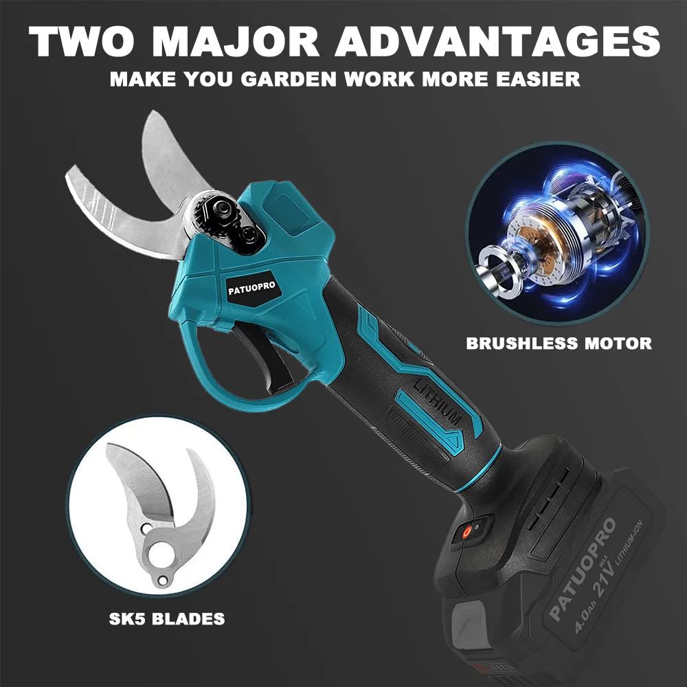 Brushless Electric Scissors Pruning Shears Handheld Cordless Pruner Tree Branch Bonsai Cutting Tool Fits Makita 18V Battery