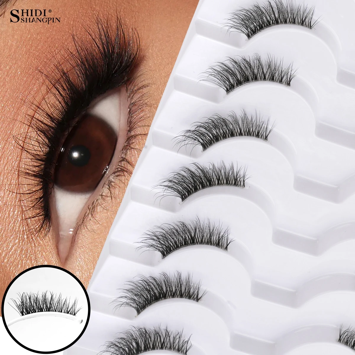 Nuevas pestañas postizas de medio pestañas 5/10 pares de pestañas de visón 3D extensión de pestañas naturales pestañas de ojo de gato maquillaje falso Cils pestañas de zorro