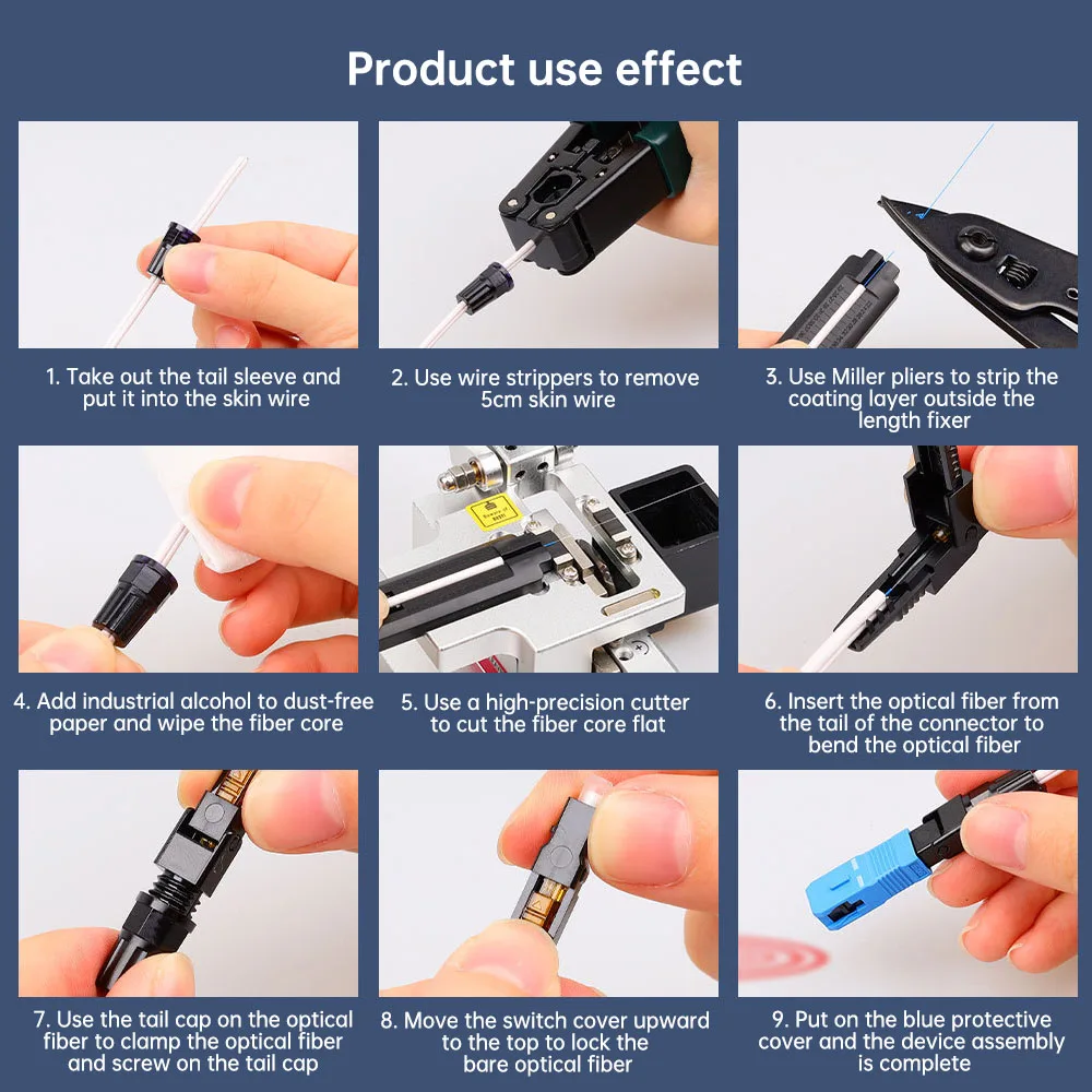 Natalink SC UPC Embedded Optic Fiber Quick Connector for FTTH Reusable Fusion Fiber Optical Cold Coupler Adapter Connect Tools