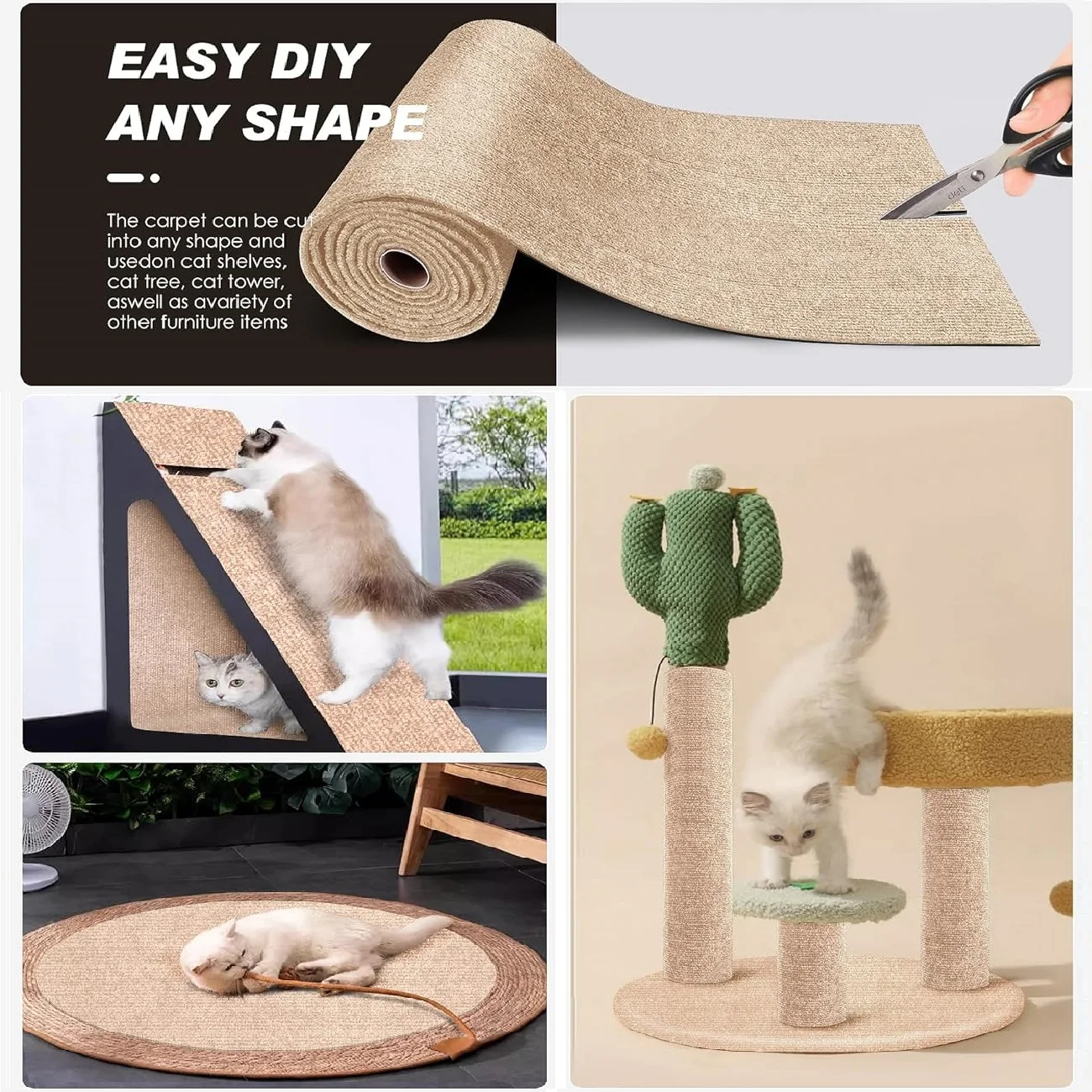 7-Farben-Kratzer für Katzen, Sofabezug, Katzenkratzer, Brettschutz, zuschneidbar, selbstklebender Teppich, DIY-Kratzmatte für Katzen