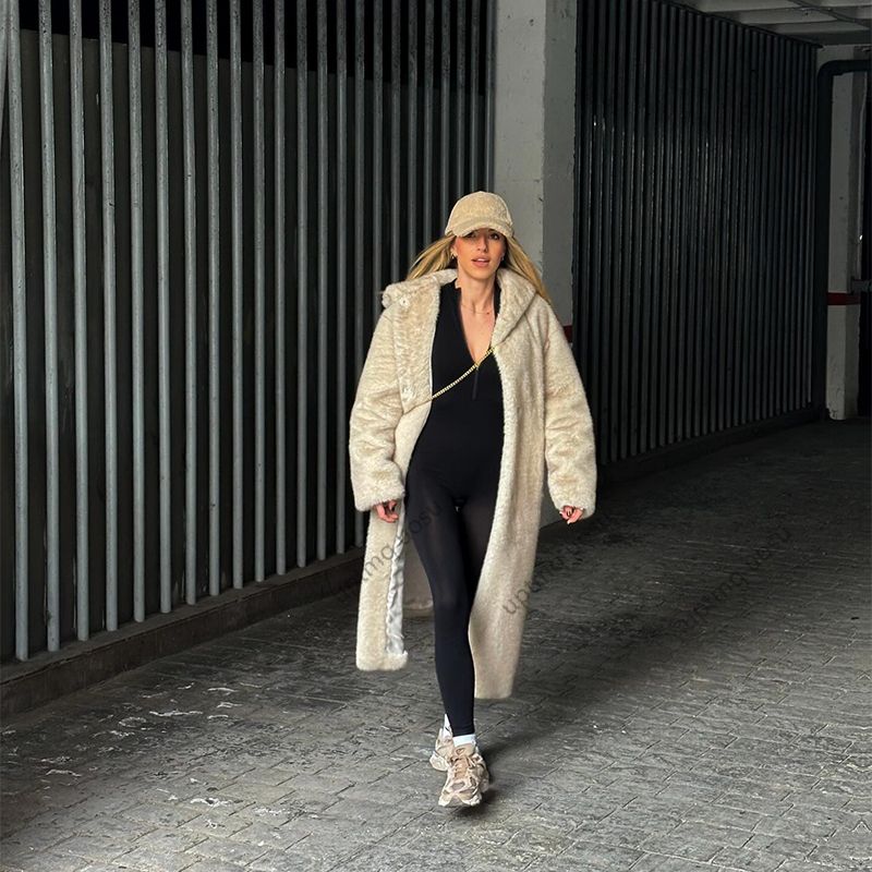 動物ナチュラルカラーグラデーションベルト付きフェイクミンクファーマキシコート冬服女性 2024 ファッションロングコートヴィンテージパーカー生き抜く