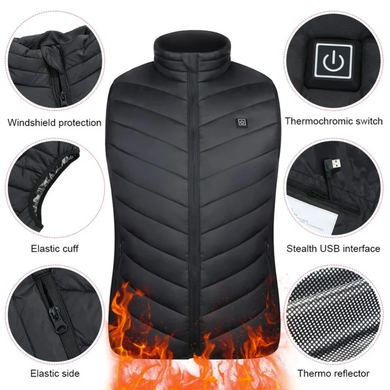 17/13/9 zonas de colete aquecido jaqueta elétrica aquecida das mulheres dos homens usb colete de aquecimento elétrico bodywarmer casaco aquecido jaqueta de aquecimento usb