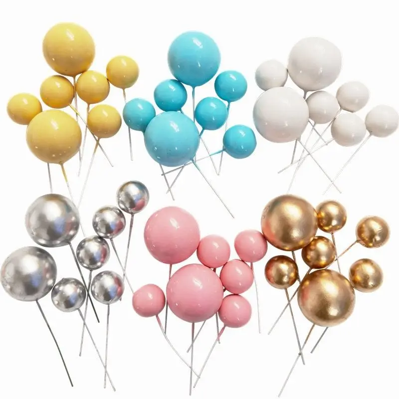 20 Stücke Kuchen Topper Gold Silber Ball Alles Gute Zum Geburtstag Kuchen Topper DIY Cupcake Flagge Weihnachten Ball Hochzeit Dekor Geburtstag Dekoration