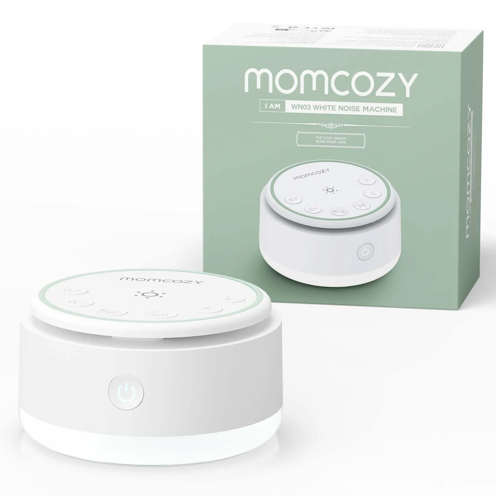 Momcozy Sound Machine dla dziecka, przenośny akumulator, 20 dźwięków snu, maszyna z białym szumem i lampką nocną do pokoju dziecięcego, podróż