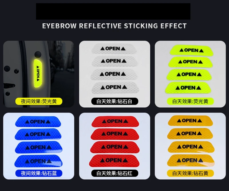 4 Xe Mở Phản Quang Băng Keo Dán Cửa Tự Động Cảnh Báo Mark Thông Báo CRV Phản Quang Dây Reflectant Dạ Quang Phản Xạ An Toàn