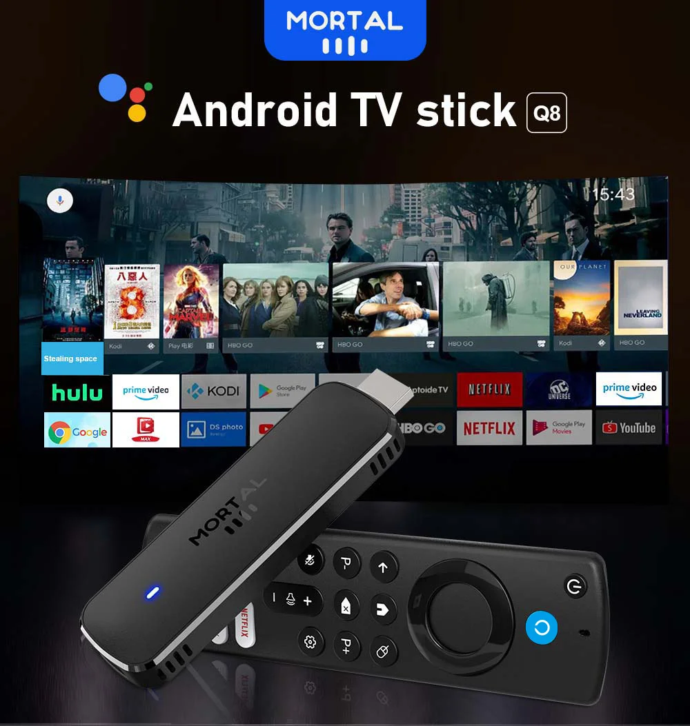 Global Version Android14 TV Stick Home Theater Allwinner H313 Mortal Q8 Support 4K@60fps Wifi6 Bluetooth Voice Remote Live TV