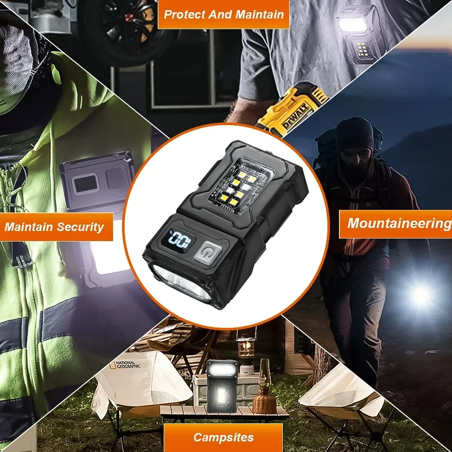 USB Rechargeable LED Flashlight Portable Tail Magnet Flashlight Super Bright Camping Lantern Side COB Emergency MINI Light