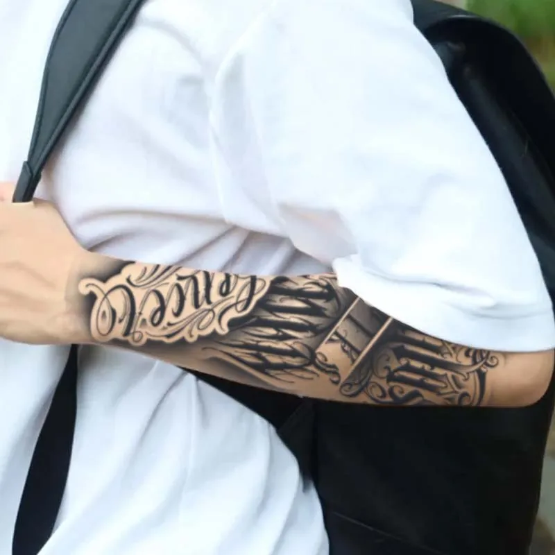 Autocollants de tatouage temporaire imperméables à fleurs foncées, durables de 1 à 2 semaines, simulent des faux tatouages semi-permanents, 1 pièce
