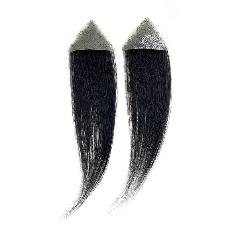 1 par de parches de repuesto para cabello humano, quemaduras accidentales sin cabello para hombres, cinta recta para pérdida de línea de cabello de 15cm en tupé de repuesto